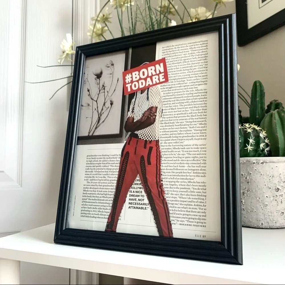 Born To Dare Fashion Wall‎ Art Bold Collage Red Statement Decor